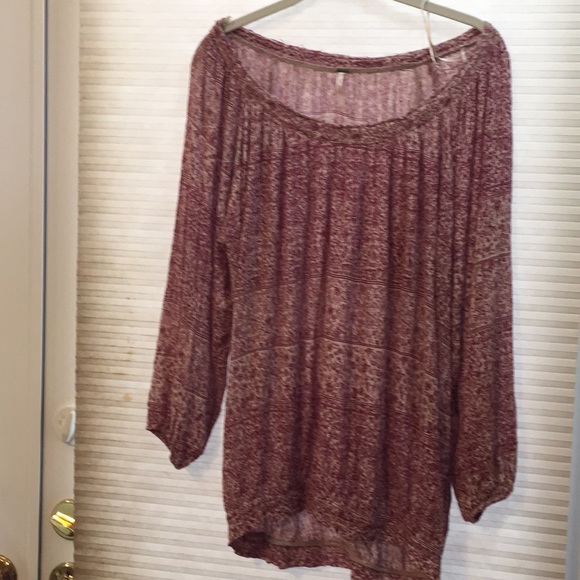 Women’s Large FP Burgundy Boho Top - Picture 1 of 6